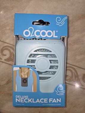 Light Blue Deluxe Necklace Fan - Portable Hands-Free Cooling